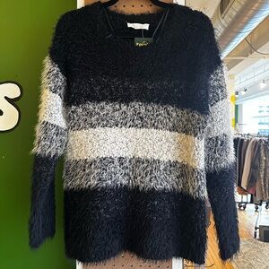 Vince Camuto Black, Gray, and White Fuzzy Sweater